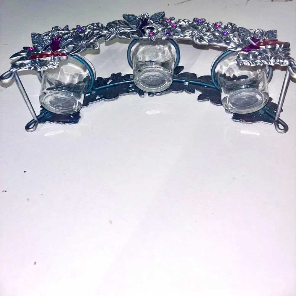 Reserved for Crystal Vintage 90’s Bejeweled, Pewter, Fairy Candle Holder. - Picture 6 of 10